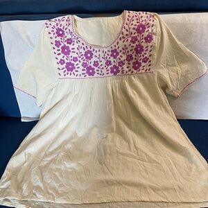 Embroidered Cream and Purple Women's Top